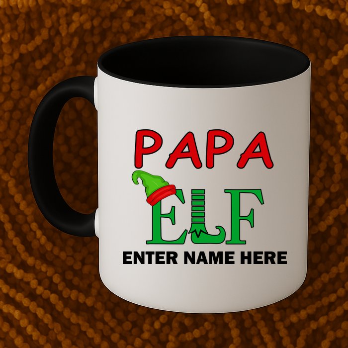 Personalize Papa Elf Custom Family Matching Christmas Mug