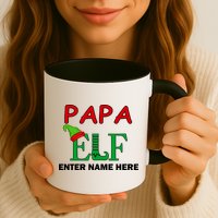 Personalize Papa Elf Custom Family Matching Christmas Mug