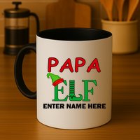 Personalize Papa Elf Custom Family Matching Christmas Mug