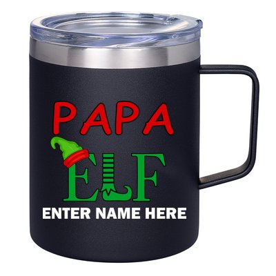 Personalize Papa Elf Custom Family Matching Christmas 12oz Stainless Steel Coffee Mug