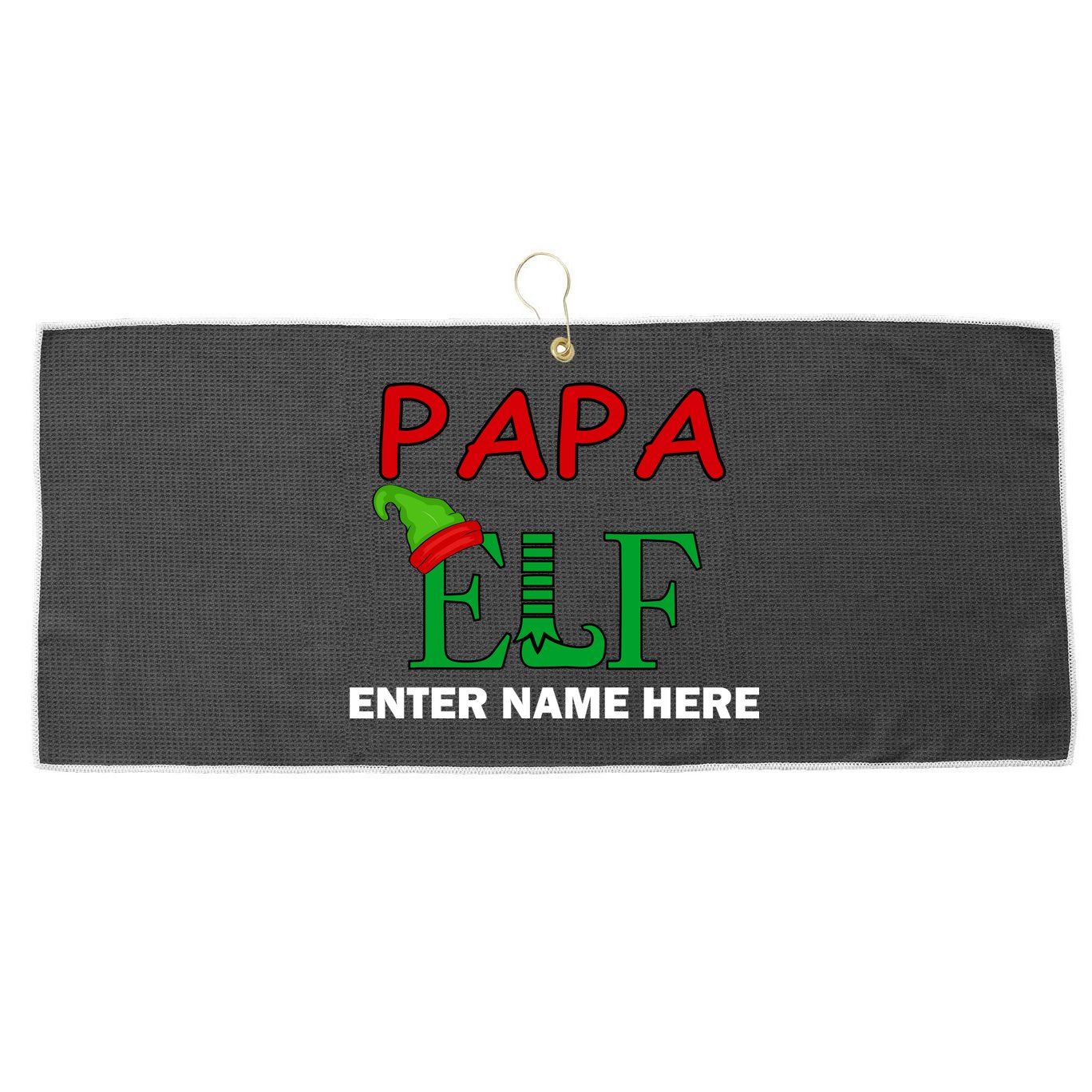 Personalize Papa Elf Custom Family Matching Christmas Large Microfiber Waffle Golf Towel