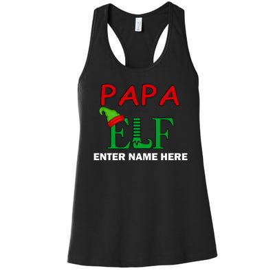 Personalize Papa Elf Custom Family Matching Christmas Women's Racerback Tank