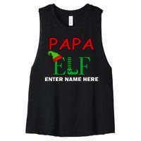 Personalize Papa Elf Custom Family Matching Christmas Women's Racerback Cropped Tank