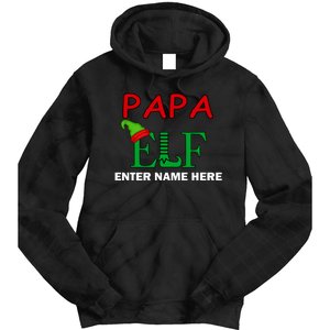 Personalize Papa Elf Custom Family Matching Christmas Tie Dye Hoodie