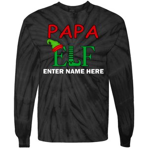 Personalize Papa Elf Custom Family Matching Christmas Tie-Dye Long Sleeve Shirt