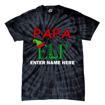 Personalize Papa Elf Custom Family Matching Christmas Tie-Dye T-Shirt