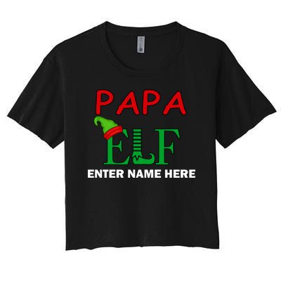 Personalize Papa Elf Custom Family Matching Christmas Women's Crop Top Tee