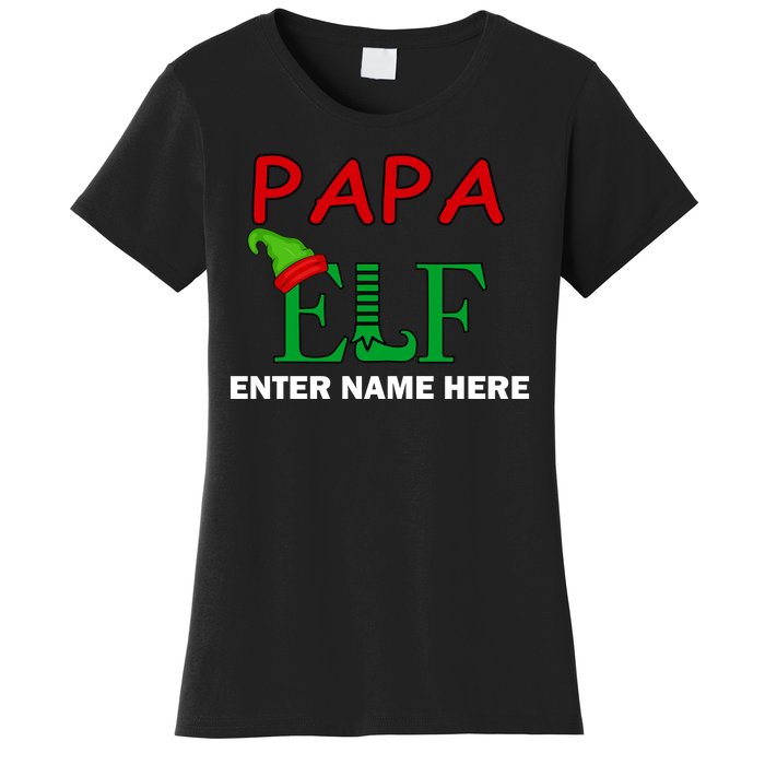 Personalize Papa Elf Custom Family Matching Christmas Women's T-Shirt