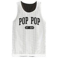 Pop Pop Est. 2024 Vintage Grandpa Mesh Reversible Basketball Jersey Tank