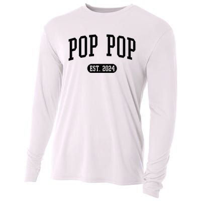 Pop Pop Est. 2024 Vintage Grandpa Cooling Performance Long Sleeve Crew