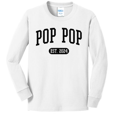 Pop Pop Est. 2024 Vintage Grandpa Kids Long Sleeve Shirt