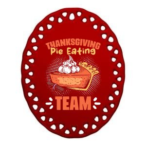 Pumpkin Pie Eating Whipped Cream Funny Boys Thanksgiving Ceramic Oval Ornament