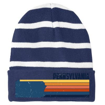 Retro Vintage Pennsylvania Striped Beanie with Solid Band