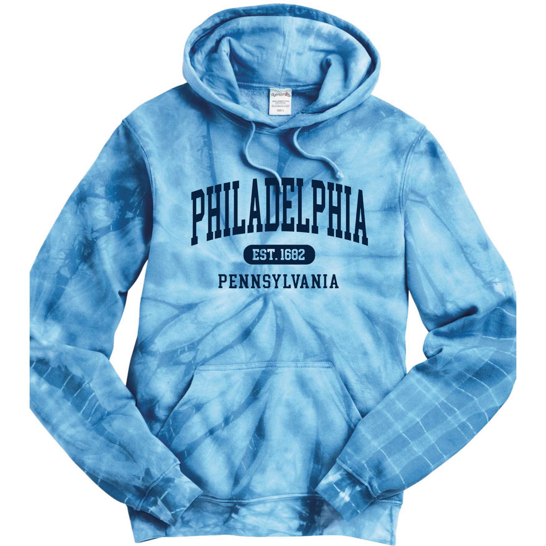 Philadelphia PA Est 1871 Arched Varsity Text Philly Tie Dye Hoodie