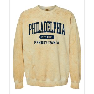 Philadelphia PA Est 1871 Arched Varsity Text Philly Colorblast Crewneck Sweatshirt