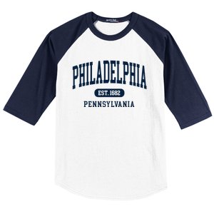 Philadelphia PA Est 1871 Arched Varsity Text Philly Baseball Sleeve Shirt