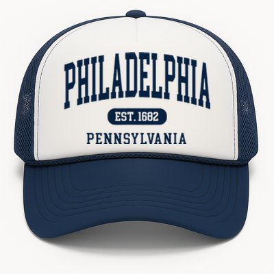 Philadelphia PA Est 1871 Arched Varsity Text Philly Trucker Hat