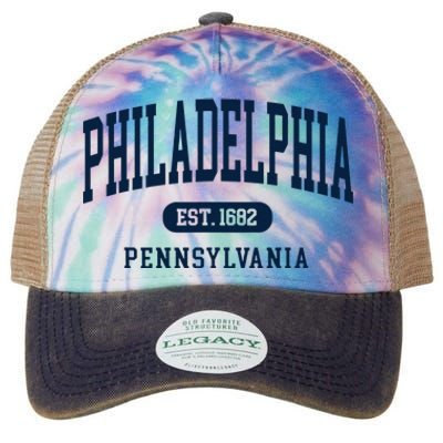 Philadelphia PA Est 1871 Arched Varsity Text Philly Legacy Tie Dye Trucker Hat