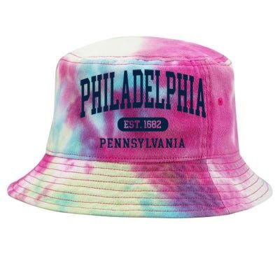 Philadelphia PA Est 1871 Arched Varsity Text Philly Tie-Dyed Bucket Hat