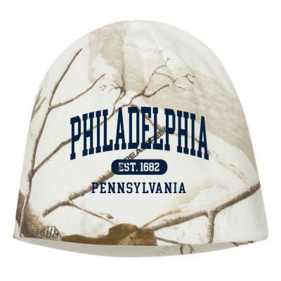 Philadelphia PA Est 1871 Arched Varsity Text Philly Kati - Camo Knit Beanie