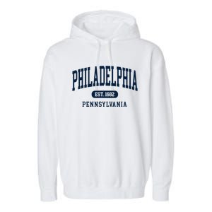 Philadelphia PA Est 1871 Arched Varsity Text Philly Garment-Dyed Fleece Hoodie