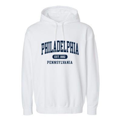 Philadelphia PA Est 1871 Arched Varsity Text Philly Garment-Dyed Fleece Hoodie