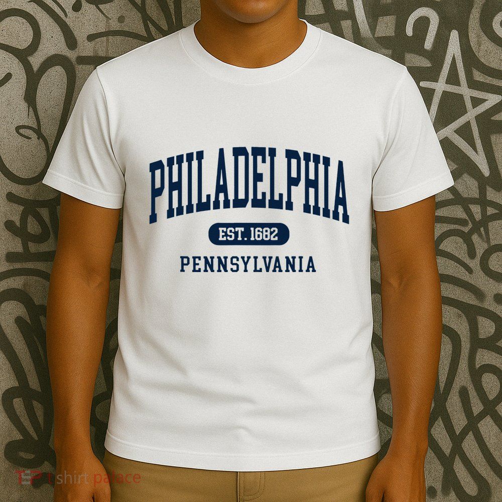 Philadelphia PA Est 1871 Arched Varsity Text Philly T-Shirt