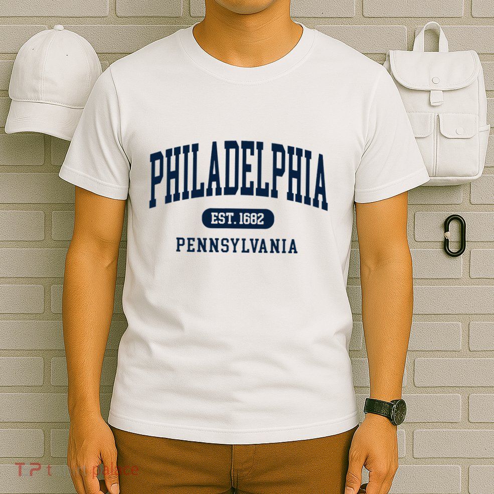 Philadelphia PA Est 1871 Arched Varsity Text Philly T-Shirt