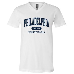 Philadelphia PA Est 1871 Arched Varsity Text Philly V-Neck T-Shirt