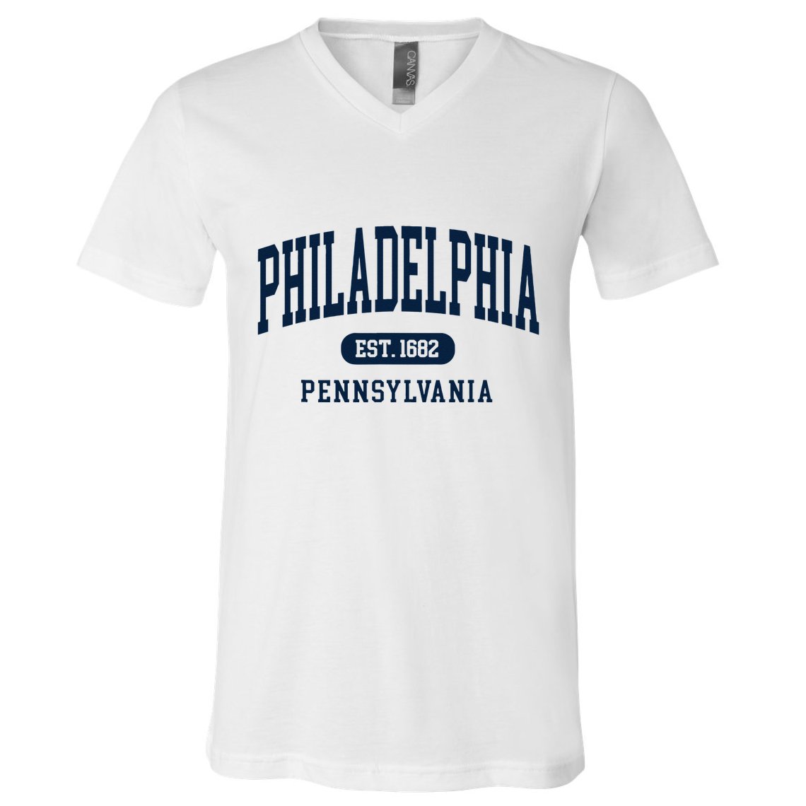 Philadelphia PA Est 1871 Arched Varsity Text Philly V-Neck T-Shirt