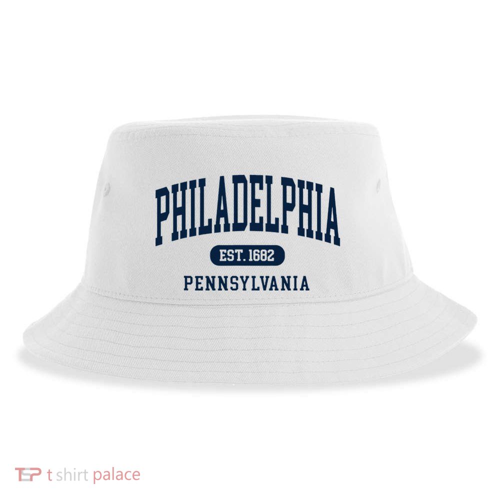 Philadelphia PA Est 1871 Arched Varsity Text Philly Sustainable Bucket Hat