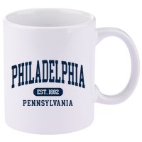 Philadelphia PA Est 1871 Arched Varsity Text Philly 11oz C Handle Ceramic Mug