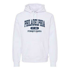 Philadelphia PA Est 1871 Arched Varsity Text Philly Premium Hoodie