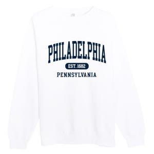 Philadelphia PA Est 1871 Arched Varsity Text Philly Premium Crewneck Sweatshirt