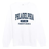 Philadelphia PA Est 1871 Arched Varsity Text Philly Premium Crewneck Sweatshirt