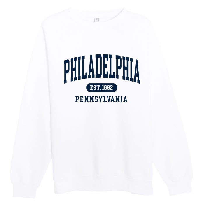 Philadelphia PA Est 1871 Arched Varsity Text Philly Premium Crewneck Sweatshirt