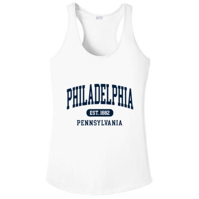 Philadelphia PA Est 1871 Arched Varsity Text Philly Ladies PosiCharge Competitor Racerback Tank