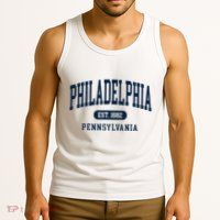 Philadelphia PA Est 1871 Arched Varsity Text Philly Tank Top
