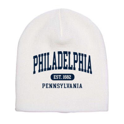 Philadelphia PA Est 1871 Arched Varsity Text Philly Short Acrylic Beanie