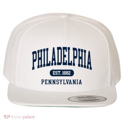 Philadelphia PA Est 1871 Arched Varsity Text Philly Wool Snapback Cap