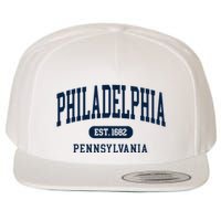Philadelphia PA Est 1871 Arched Varsity Text Philly Wool Snapback Cap