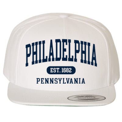 Philadelphia PA Est 1871 Arched Varsity Text Philly Wool Snapback Cap