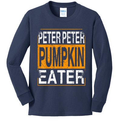 Peter Pumpkin Eater Halloween Funny Distressed Kids Long Sleeve Shirt