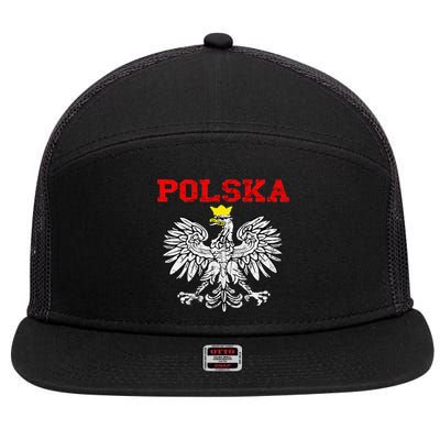 Polska Polish Eagle Poland Flag Polish Pride Polska Poland 7 Panel Mesh Trucker Snapback Hat