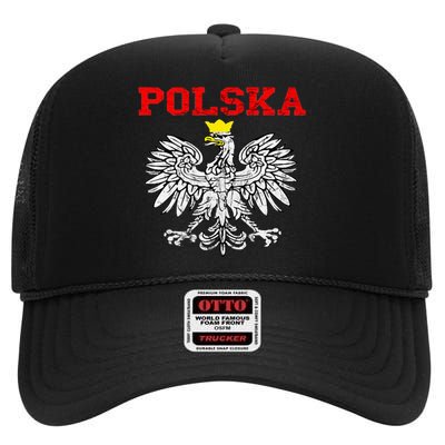 Polska Polish Eagle Poland Flag Polish Pride Polska Poland High Crown Mesh Back Trucker Hat