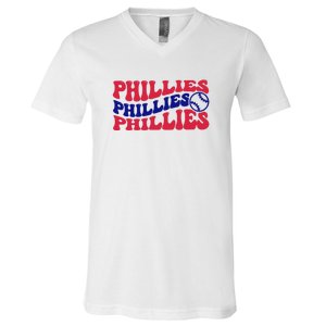 Philadelphia Phillies Est 1883 Baseball Lover Trending For Baseball Lover V-Neck T-Shirt