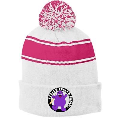 Purple People Eaters Softball Team Denver Church Merch Stripe Pom Pom Beanie