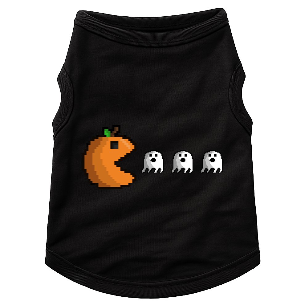 Pixel Pumpkin Eating Ghosts Cute Gamer Halloween Gift Doggie Tank
