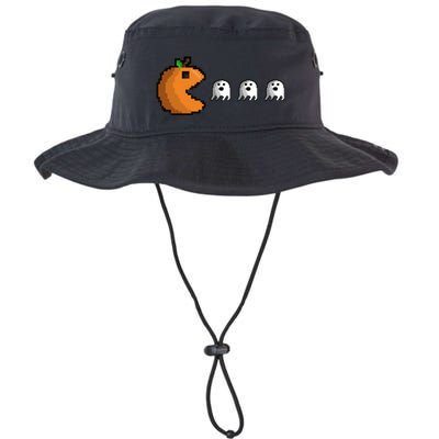Pixel Pumpkin Eating Ghosts Cute Gamer Halloween Gift Bucket Hat