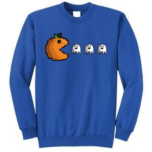 Pixel Pumpkin Eating Ghosts Cute Gamer Halloween Gift Sweatshirt